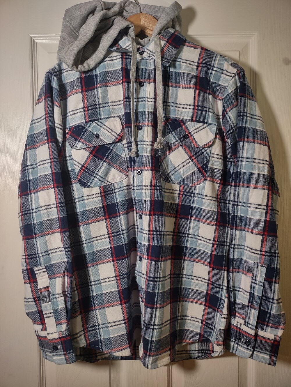 Free Planet Heavy Twill Plaid Shacket With Hood